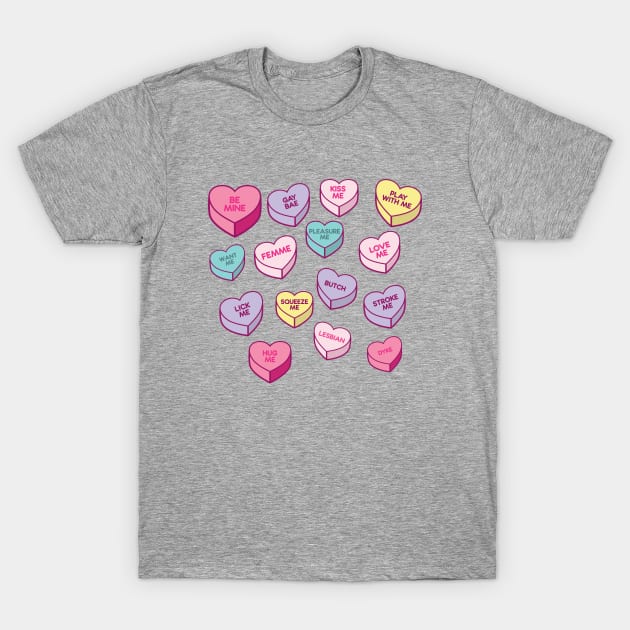 Lesbian Candy Hearts T-Shirt by Hixon House